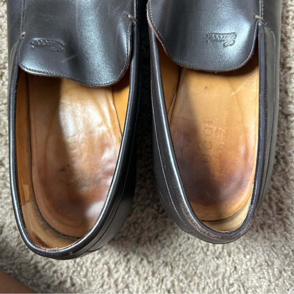 M Vintage Gucci Dark Brown Genuine Leather Goodyear Loafers Size 9.5 |F20 - Picture 13 of 16